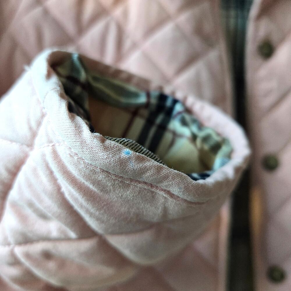 Hope & Henry Girl Quilted Barn Jacket Pink & Plaid Size Large EUC Preppy Classic - Picture 13 of 15